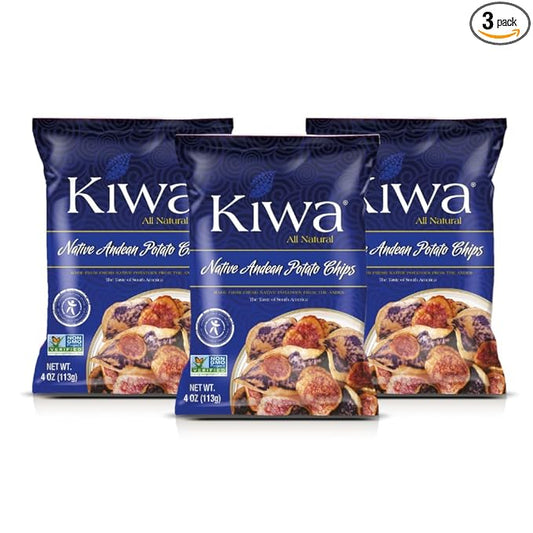 KIWA Native Andean Potato Chips - Healthy Veggie Snacks - Vegetable Snacks for Kids & Adults - Deliciously Crunchy Kettle-Cooked Chips - Gluten-Free & Non-GMO (3 Individual Snacks Pack)