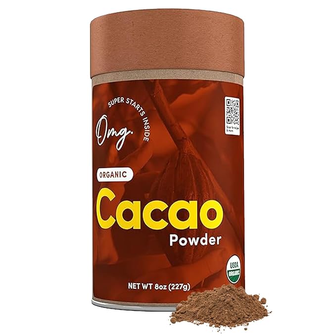 OMG! Superfoods Organic Cacao Powder - 100% Pure, USDA Certified Organic - Good source of Fiber & Iron - 8 Ounces (1 Package)