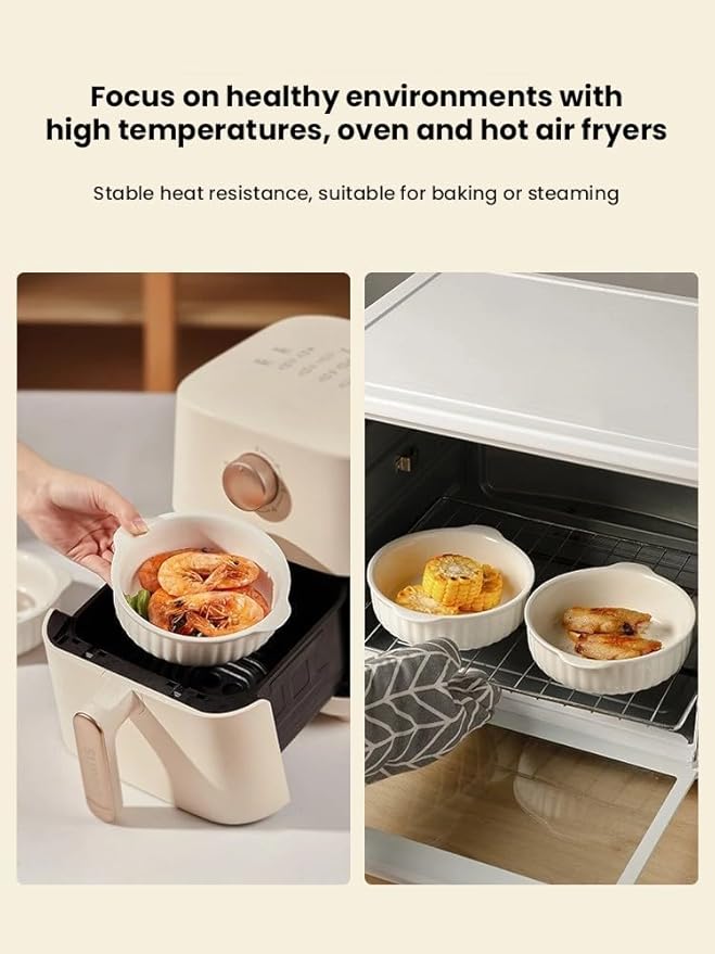 Kbotiques Casserole Dish Made of Scratch-Resistant Ceramic in White for Hot Air Fryer, for Preparing Lasagne, Soup, Tiramisu and More Fryer Accessories (8 Inches)