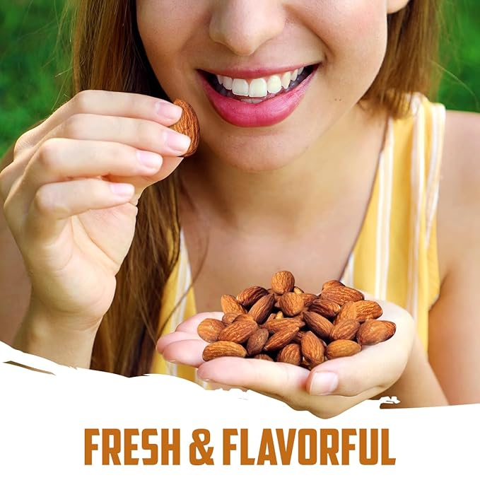 Almonds Roasted Unsalted - Fresh and Delicious Guilt Free Healthy Keto Snack Whole Unsalted Nuts Packed in Resealable Bag, Low Calories, Vegan, Gluten-Free, 4lbs