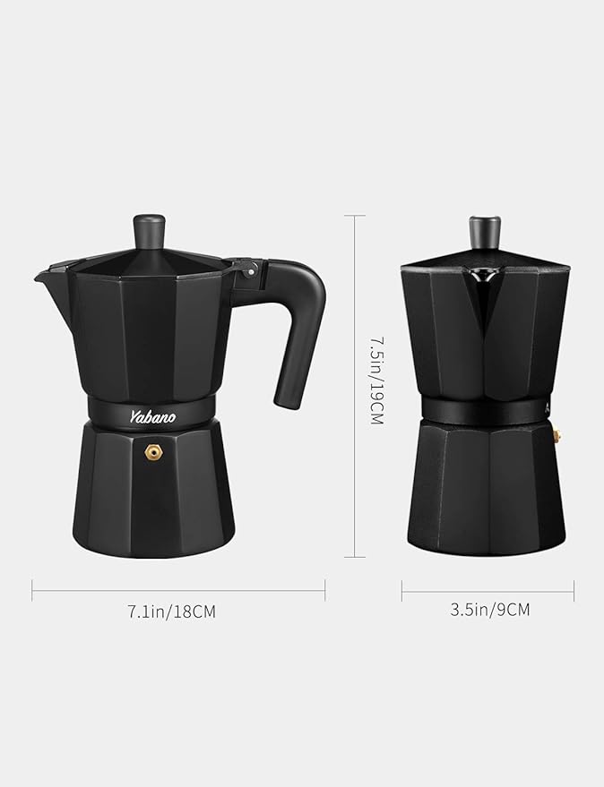 Yabano Stovetop Espresso Maker, 6 Cups Moka Coffee Pot Italian Espresso for Gas or Electric Ceramic Stovetop, Italian Coffee maker for Cappuccino or Latte