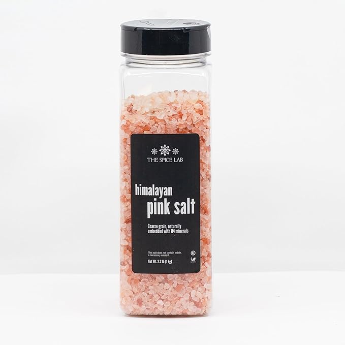 The Spice Lab Pink Himalayan Salt Coarse 2.2 Pound Tub & USDA Organic Tellicherry Peppercorns 18oz Tub - Combo Salt and Pepper Gift Pack - Peppercorns for Grinder