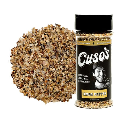 Cuso Cuts Lemon Pepper Seasoning BBQ Rub - Lemon Pepper Powder Chicken Wing Rub - Chicken Seasonings, Spices for Grill, Marinade & Smoking - 1 Count - 5 oz bottle