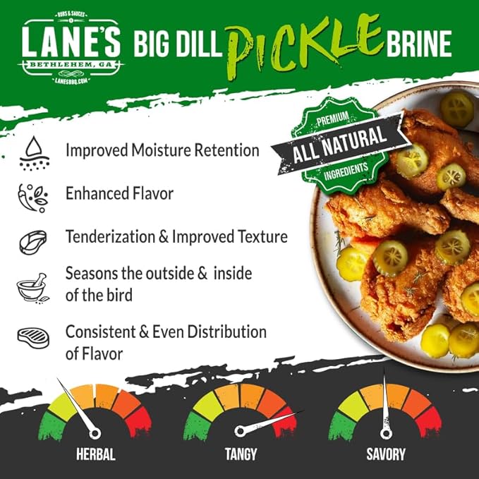 Lane's Pickle Brine Seasoning, All-Natural Pickle Seasoning For a Healthier Dishes to Accommodate Meats, Veggies, Seafood, Made in USA, 16 oz (453g)