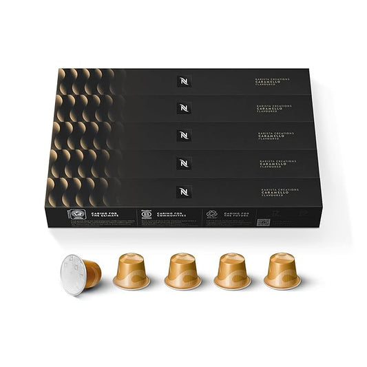 Nespresso Capsules Original Line, Caramello, Medium Roast Espresso Coffee, 50 Count Espresso Coffee Pods