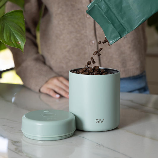 Simple Modern Delta Coffee Canister | Airtight Vacuum Seal with Auto-Reseal Technology | Ceramic