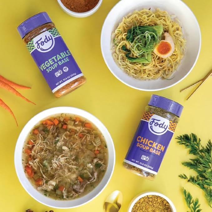 Fody Foods Chicken & Vegetable Soup Base & Seasoning, 10.6 Oz (Pack of 2), Ready to Use, Garlic and Onion Free, Low FODMAP Certified, Gut & IBS Friendly, Non-GMO, Gluten Free