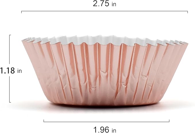 200 Pcs Rose Gold Foil Cupcake Liners Standard Baking Cups Muffin Paper Cases