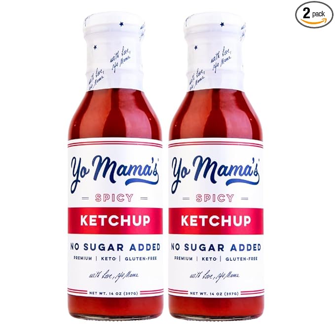 Yo Mama's Foods Keto Spicy Ketchup ??Pack of (2) - No Sugar Added, Low Carb, Vegan, Gluten Free, Paleo Friendly, and Made with Whole Non-GMO Tomatoes!