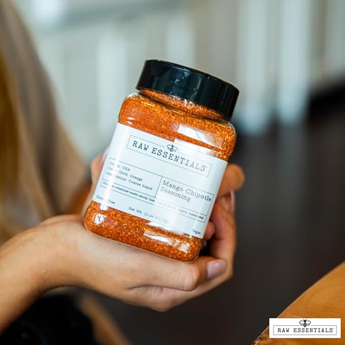 Raw Essentials Mango Chipotle Seasoning ??A Sweet, Savory, and Smoky Flavor Perfect for Grilling, Roasting, and More ??Gluten-Free ??11 Ounce Bottle