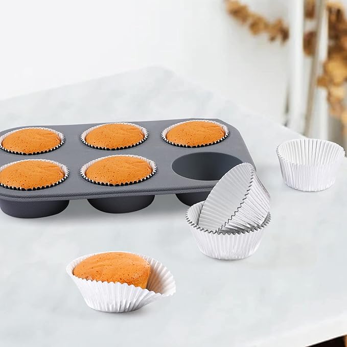 Gifbera Silver Foil Muffin Cupcake Liners/Baking Cups Standard Size, 100-Count