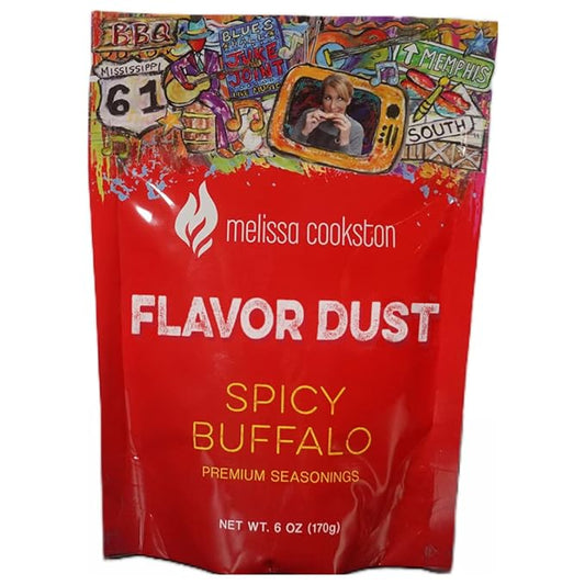 Melissa Cookston Flavor Dust | Chicken Wing Coating & Wing Dust for BBQ and Cooking | Award Winning & Competition Style Barbecue Dry Rub | Spicy Buffalo, 6 Oz