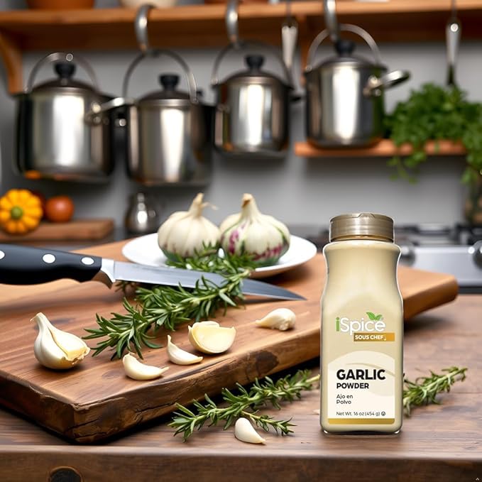iSpice | Garlic Powder | 16 oz | Bulk Size | Kosher | Rich Aroma (Garlic Powder)
