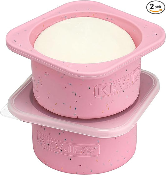 1000ml PLUS Pizza Sourdough Proofing Containers with Air-tight Lids for DIY family Artisan Pizza,Bread,Bagel-Food Grade Silicone -Dishwasher Safe-2 Pack (Cotton Candy-Sprinkles Pattern)