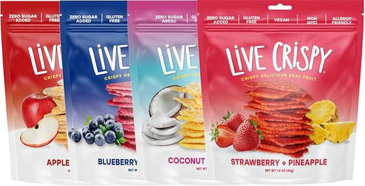 Live Crispy Fruit Chips - Pineapple-Powered Snack Packed with 100% Natural Fruit - Antioxidant-Rich, Vitamin-Packed Variety 4 Pack