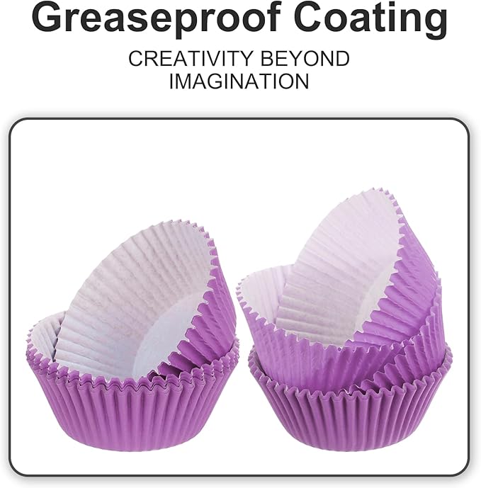 uxcell 300 Pcs Cupcake Liners, Muffins Paper Baking Cups Wrappers Standard Greaseproof for Baking Cupcake Wrapper, Purple