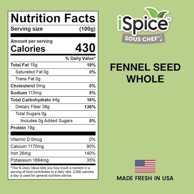 iSpice | Fennel Seed | Bulk Size | Gourmet Spice | Kosher (4.7 OZ, Whole Fennel Seed)