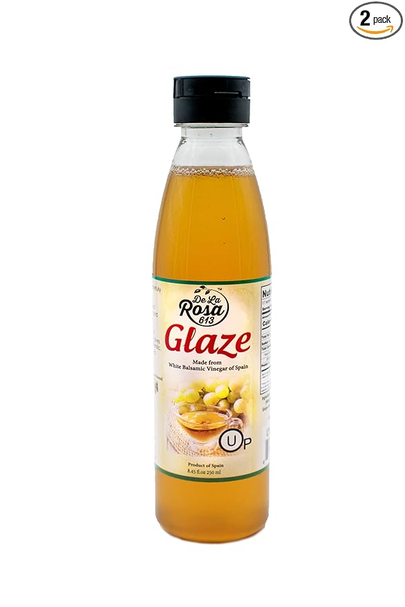 De La Rosa White Balsamic Glaze, Kosher for Passover, Vegan, Non-GMO & Gluten Free, Great for Salad Dressing, Marinades, Toppings & More, Balsamic Vinegar Glaze, 8.45 Oz (Pack of 1)