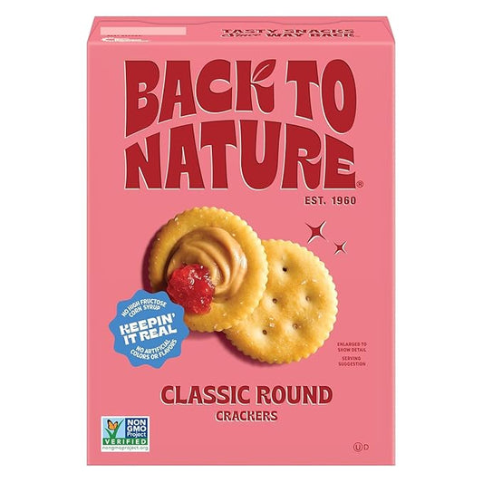 Back to Nature Classic Round Crackers - Dairy Free, Non-GMO, Made with Wheat Flour & Sea Salt, Delicious & Quality Snacks, 6.5 Ounce