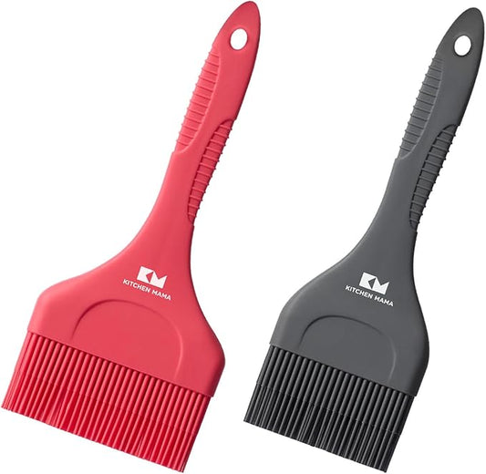 Kitchen Mama Platinum Silicone Extra Wide Pastry & Basting Brush Utensil Set ??Heat Resistant, Dishwasher Safe, BBQ Grilling, Cooking, Baking, Perfect For Outdoor, and Butter, Egg Wash, Oil and Sauce