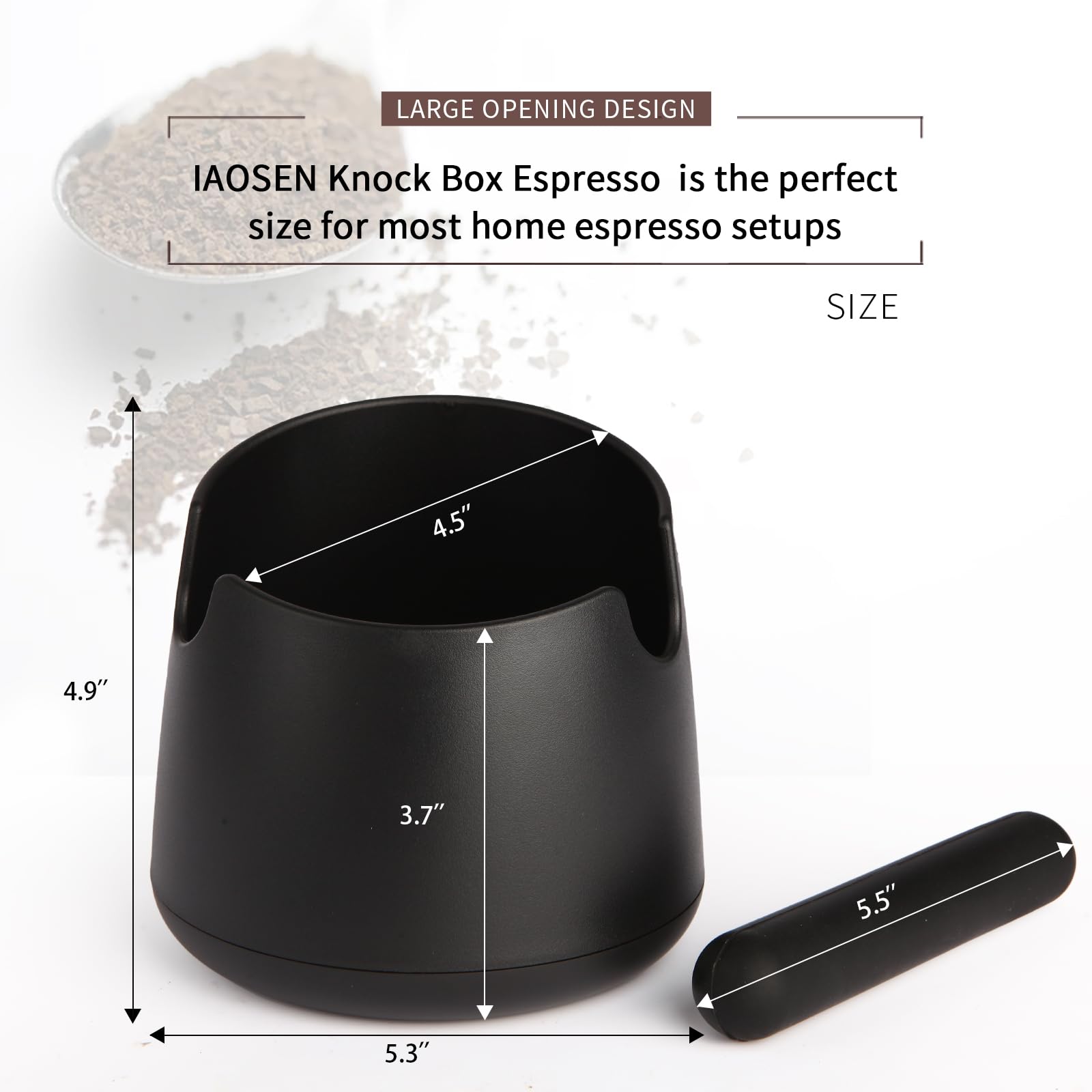 IAOSEN Knock Box Large Capacity Design Espresso Knock Box Shock-absorbent Knock Box Espresso with