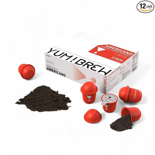 Yum!Brew Instant Americano Coffee – Freeze-Dried Arabica from Yunnan | 12 Single Servings | Bold & Smooth | Hot or Cold Brew | No Sugar | Low Calorie | Travel-Friendly Mini Pods