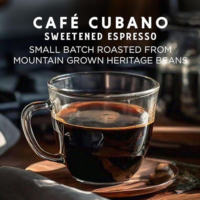 Oriente Sweetened Espresso Coffee Pods, 50 ct, Dark Roast Flavored Cuban Inspired Coffee in Recyclable Single Serve Pods - 100% Arabica Coffee, Compatible with Keurig K Cups Maker