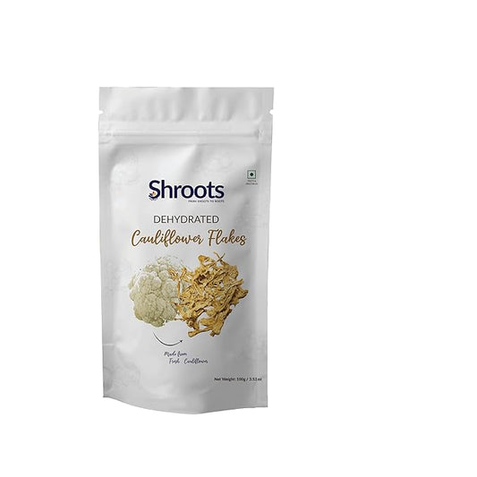 SHROOTS Dehydrated Cauliflower Flakes | 100% Natural, Freshly Dried, Preservative-Free | Perfect for Soups & Cooking | 100g Each, (Pack Of 1)