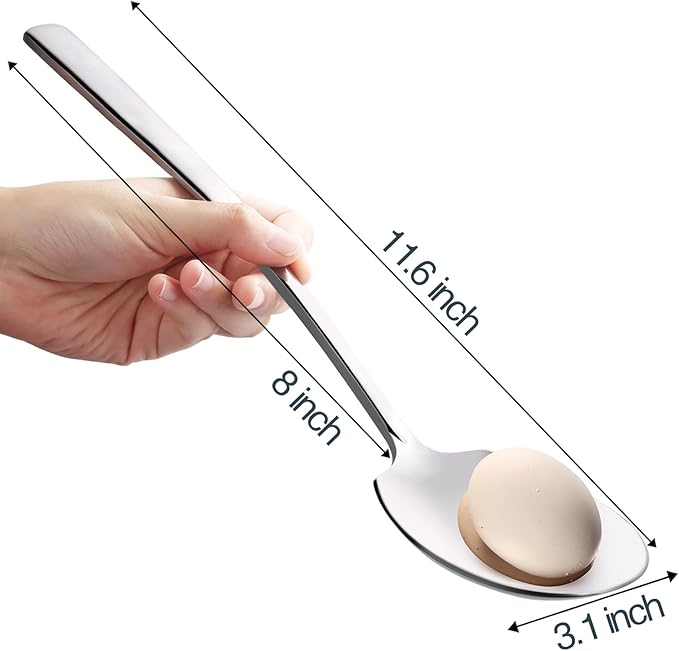 Large Serving Spoons Set Stainless Steel 12 Inch Slotted Spoon and Serving Spoon Serving Utensils for Buffet Catering Dishwasher Safe(2-pieces, Silver)
