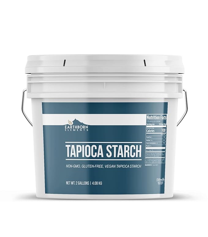Earthborn Elements Tapioca Starch 2 Gallon Bucket, Tapioca Flour, Resealable Bucket