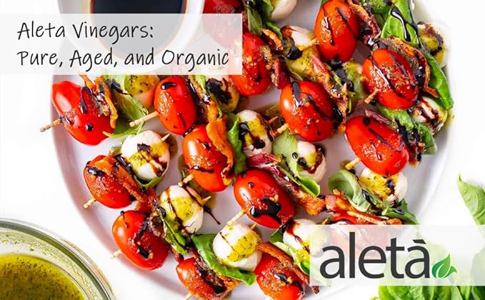 Aleta Farms Balsamic Vinegar, Greek Organic Strawberry Infused Aged Balsamic Vinegar, USDA Organic, Perfect for Salad Dressings, Pasta, Desserts & Cocktails, Glass Bottle, 8.45 fl oz (Strawberry)