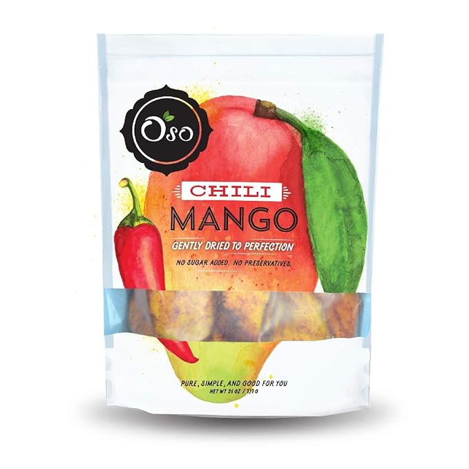 Oso Snacks Dried Chili Mango | No Sugar Added | No Preservatives | 100% Fruit | No GMO | Simply Fruit. Simply Delicious.
