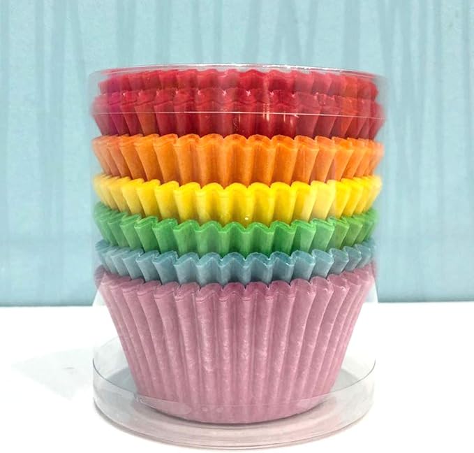 Rainbow 6-Color Greaseproof Cupcake Liner Standard Paper Baking Cup for Party and More, 150-Count