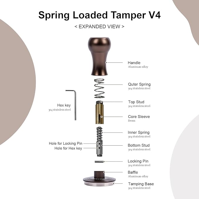 Stainless Steel Coffee Tamper 53.5mm - Heavy Duty Espresso Press for Espresso Machines, Ergonomic Handle & Precision Fit (Barista Kit Essential)