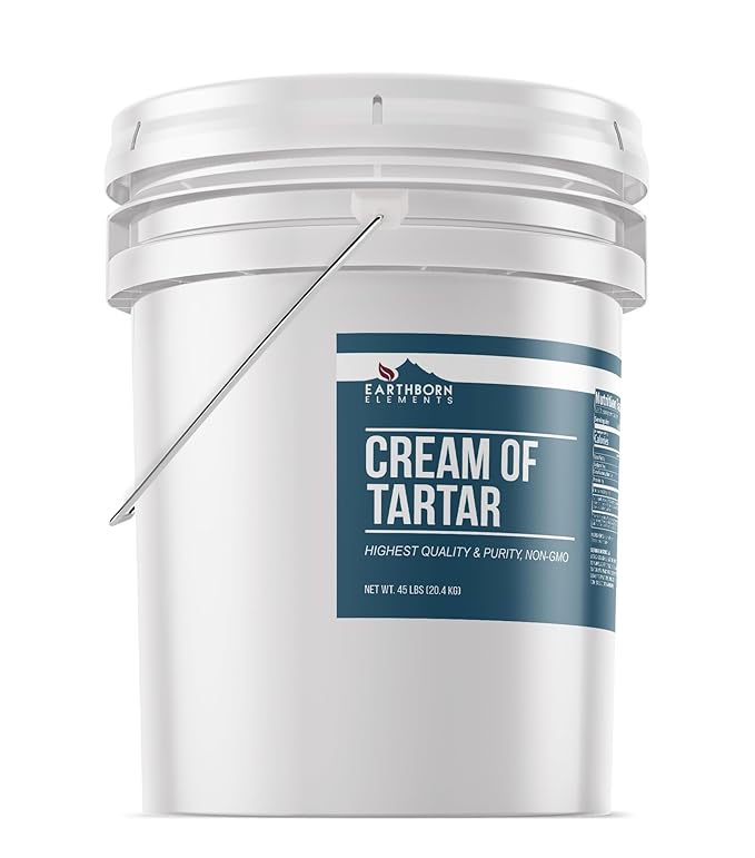 Earthborn Elements Cream of Tartar (5 Gallon), Baking Additive, Non-GMO & Gluten-Free, Natural, Packaged in a Resealable Bucket