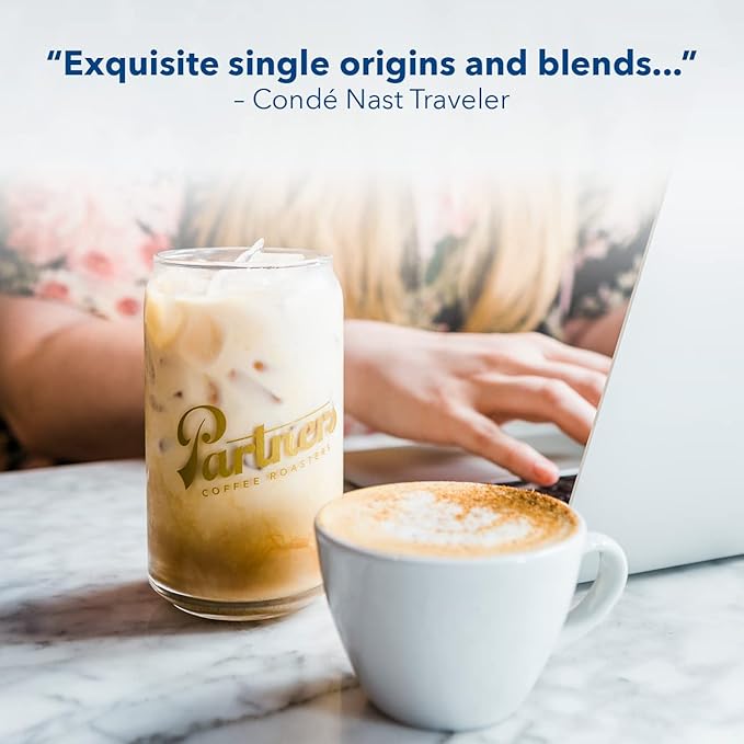 PARTNERS COFFEE ROASTERS - Whole Bean Coffee (Jumpstart - Medium-Light Roast) 12oz - Full Bodied & Packed With Flavor - Jordan Almond, Caramel, Poached Pear - Coffee Beans - Roasted in New York City