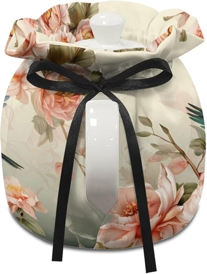 Hummingbird Tea Cozy for Teapot Insulated Rose Hibiscus Tea Pot Cozy for Keeping Warm for Gift Cup Cozy Home Kitchen Decorative