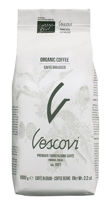 V Vescovi Bio Organic Coffee Beans | Premium Italian Espresso Beans | Medium Roast | 2.2 lb/1kg