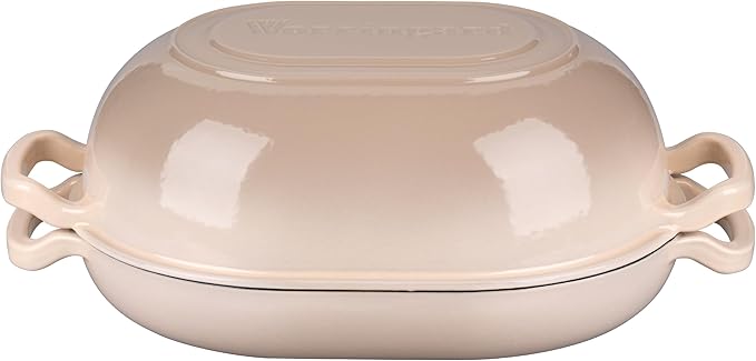 Enameled Cast Iron Sourdough Bread Oven, Dutch Oven, Loaf Cast Iron Bread Pan for Homemade Bread Baking, Meatloaf Pan with Lid, 5QT, Latte
