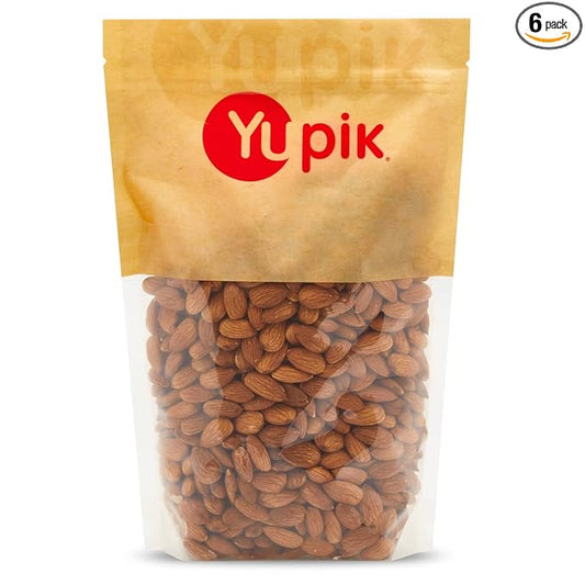 Yupik California Raw Almonds, Small Size, 2.2 lb, Gluten-Free, Kosher, Salt-Free, Source Of Protein, Fiber, Iron & Calcium, Healthy Snack, Pack of 6