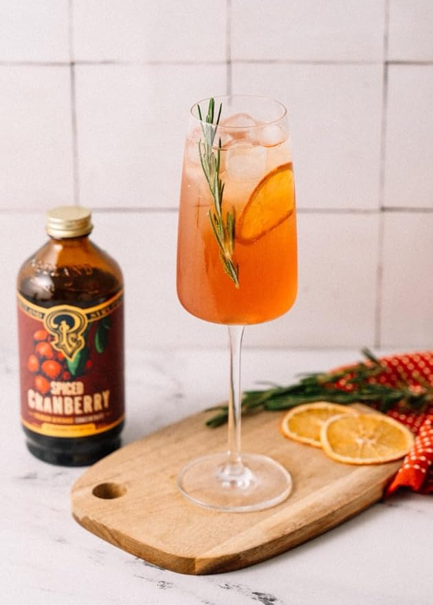 Portland Syrups Spiced Cranberry Syrup - Drink Mixer for Crafting Cocktails, Mocktails, & Seasonal Beverages - Flavor Enhancer for Soda, Punch, and Mulled Drinks - 12 oz Bottle, 24 Servings, Pack of 1