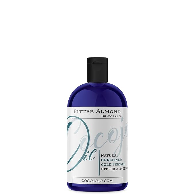 cocojojo Pure Bitter Almond Oil 8 oz Unrefined Cold Pressed Extra Virgin All Natural Perfect for Hair Face Skin Nails