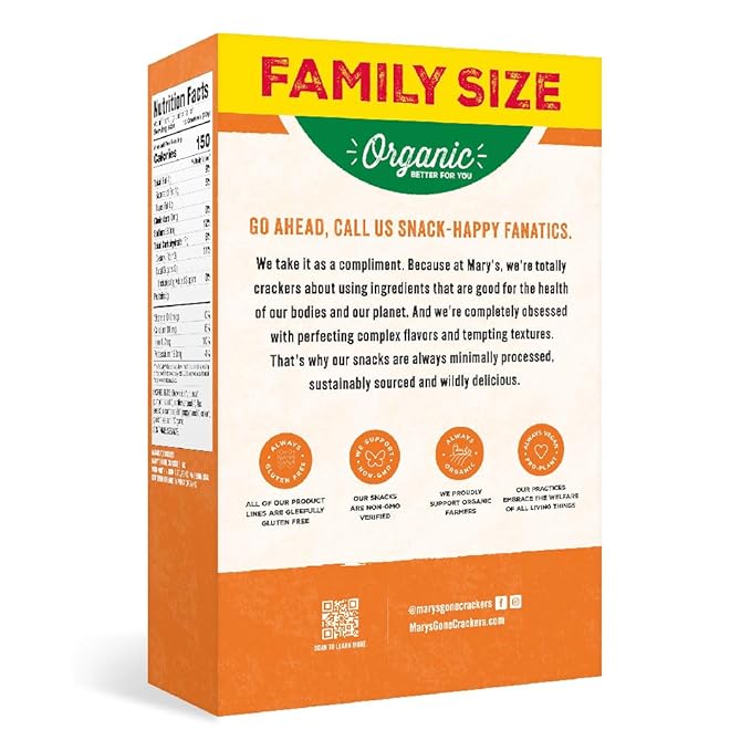 Mary's Gone Crackers Super Seed Crackers, Organic Plant Based Protein, Gluten Free, Everything, Family Size, 7 Ounce (Pack of 6)
