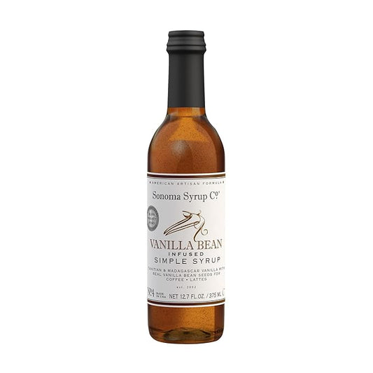 Sonoma Syrup Co. Vanilla Bean Infused Simple Syrup 12.7 fl oz | for Coffee, Tea, and Baking | Hand Crafted in the USA