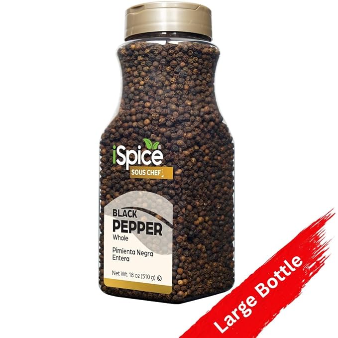 iSpice | Black Pepper Whole | 18 oz | Bulk Size | Gourmet Spice | Kosher
