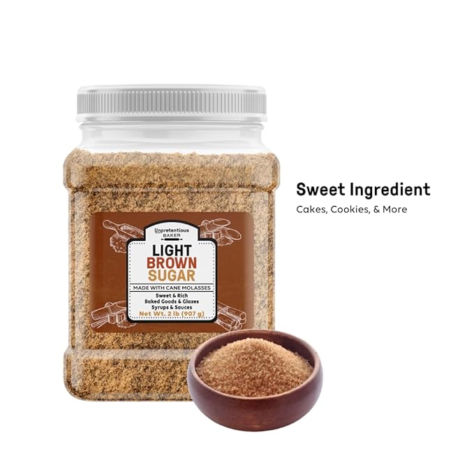 Unpretentious Light Brown Sugar, 2 lb, Made With Cane Molasses, Perfect For Desserts, Meat & Fruit