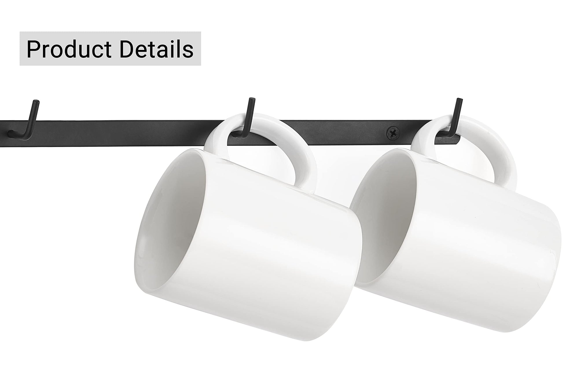 Dahey Mug Rack Wall Mounted Metal Coffee Cup Holder with 12 Hooks, 2 Pack