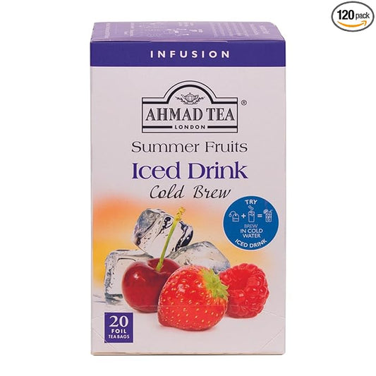 Ahmad Tea Herbal Tea, Cold Brew Summer Fruits Teabags, Iced Tea, 20 ct (Pack of 6) - Decaffeinated