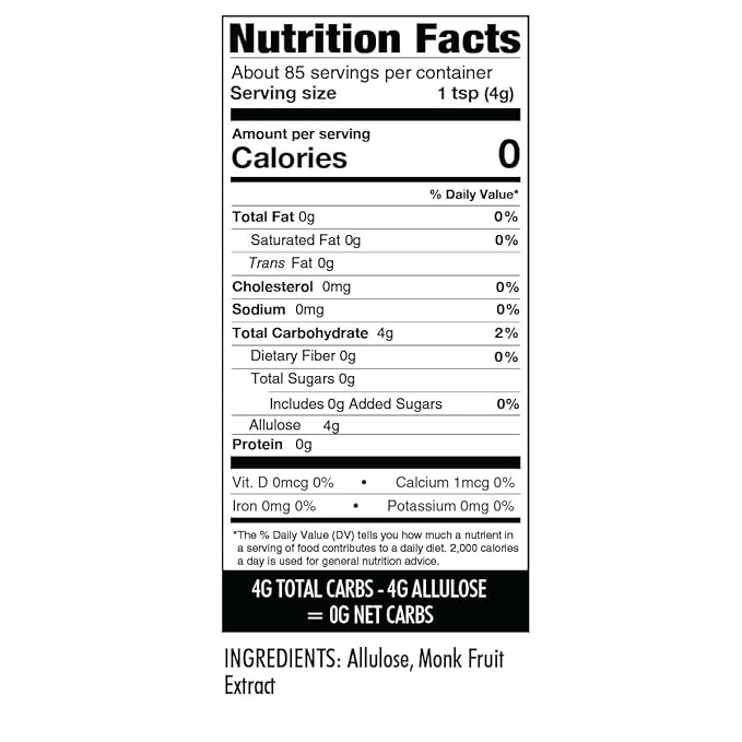 Wholesome Yum Besti Natural Sugar Substitute - Keto Granulated Monk Fruit Sweetener Blend With Allulose (No Erythritol) - Non GMO, Zero Calorie, Zero Carb, Sugar Free, No Aftertaste (12 oz)