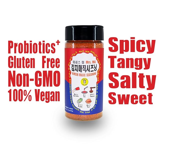 Mrs.MA Korean Kimchi Magic Powder Seasoning Mix 3.5 oz (100g) 1EA - Savory and Spicy Chili Powder Seasoning, Rich in Probiotics, Perfect for Vegetables, Meat, Soups, Snacks, and More!